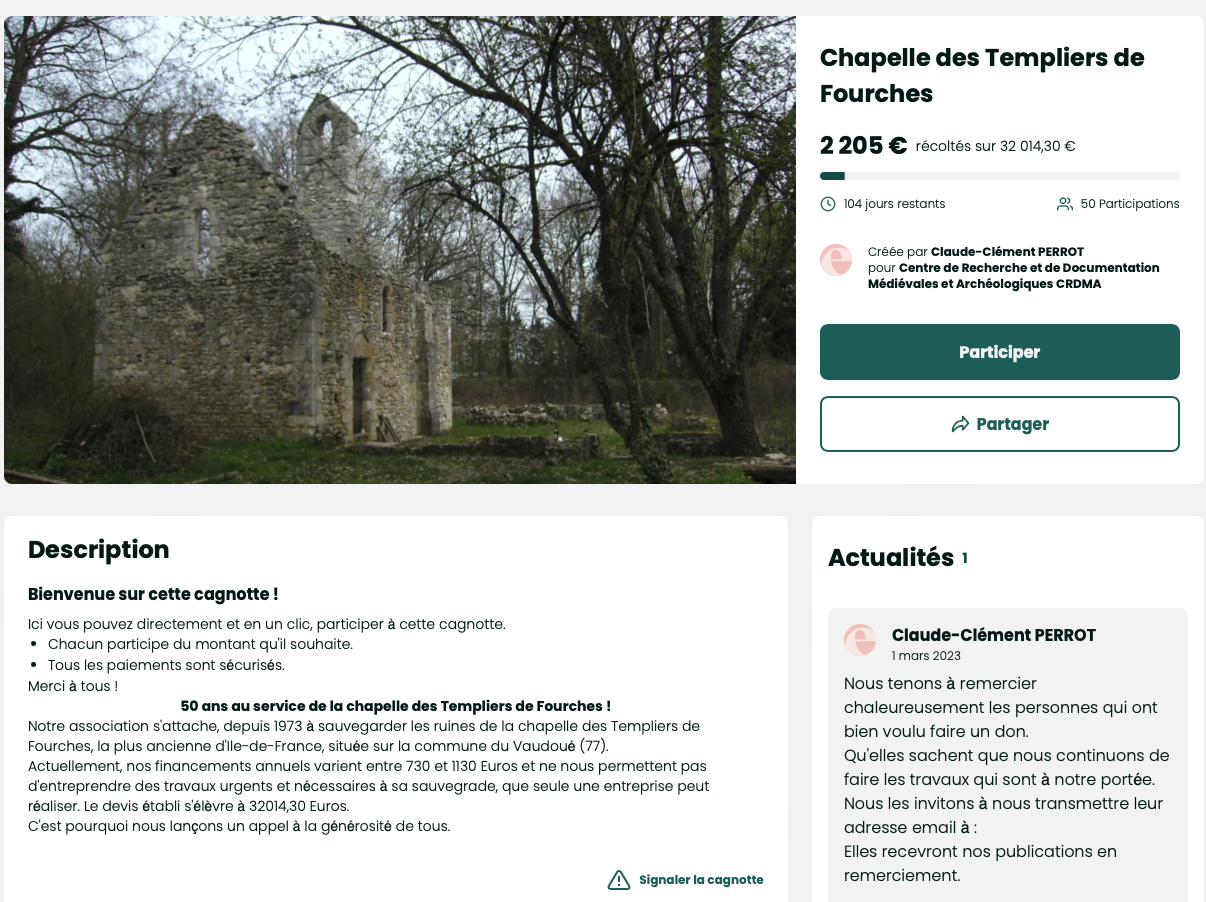 Cagnote chapelle de fourches